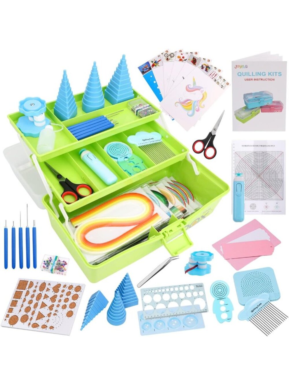 Beginner Quilling Kit with 24 Tools, Storage Box, Paper Crimper & Electronic Pen